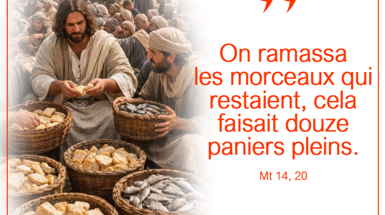 « On ramassa les morceaux qui restaient, cela faisait douze paniers pleins » Mt 14, 20